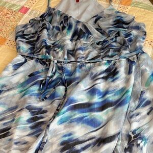 Jennifer Lopez Blue and Black Prom Dress